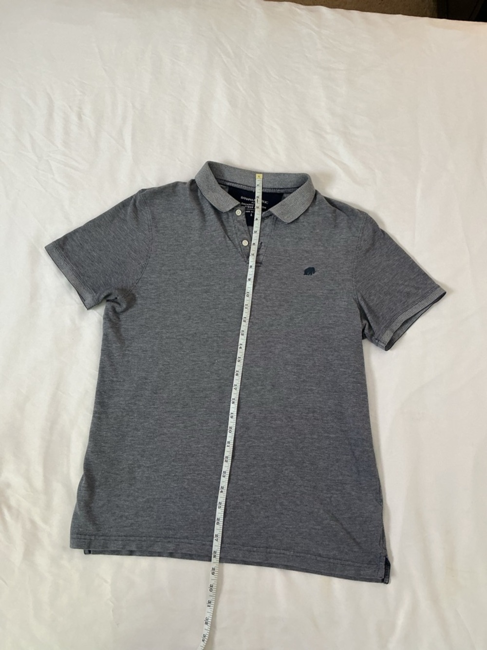 Banana Republic Organic Cotton Piqué Polo Shirt Gray Men’s L - Picture 3 of 5
